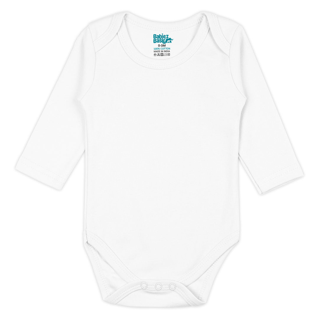 Set of 3 Long Sleeves Rompers/Bodysuits (White) - Up to 24 Months | 100% Cotton |
