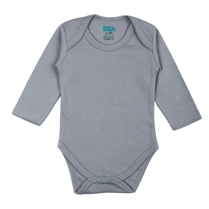 Set of 3 Long Sleeves Rompers/Bodysuits (Black, Navy, Grey) - Up to 24 Months | 100% Cotton |