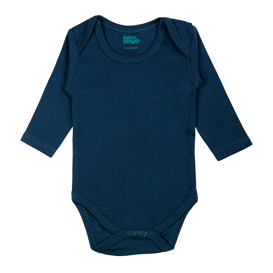 Set of 3 Long Sleeves Rompers/Bodysuits (Black, Navy, Grey) - Up to 24 Months | 100% Cotton |