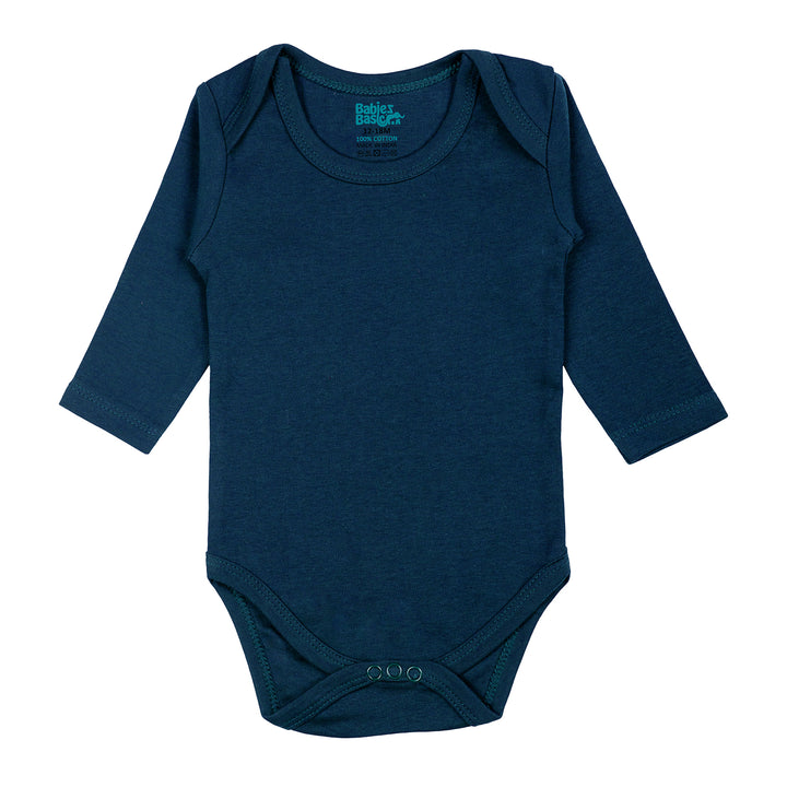 Set of 3 Long Sleeves Rompers/Bodysuits (Black, Navy, Grey) - Up to 24 Months | 100% Cotton |