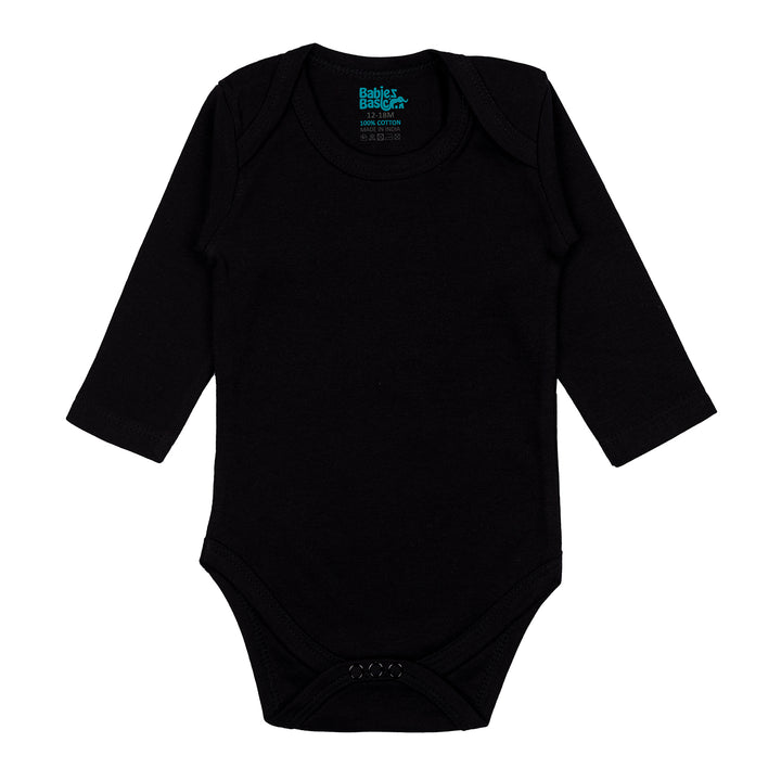 Set of 3 Long Sleeves Rompers/Bodysuits (Black, Navy, Grey) - Up to 24 Months | 100% Cotton |