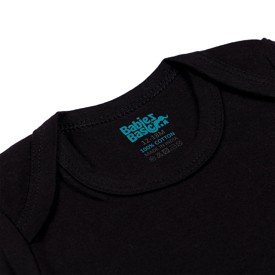 Set of 3 Long Sleeves Rompers/Bodysuits (Black, Navy, Grey) - Up to 24 Months | 100% Cotton |