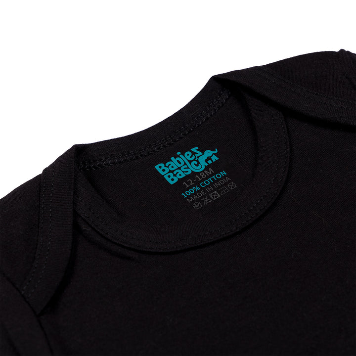 Set of 3 Long Sleeves Rompers/Bodysuits (Black, Navy, Grey) - Up to 24 Months | 100% Cotton |