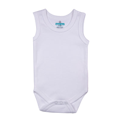 Babies Basic - 6pc-Set - 100% Cotton Sleeveless Bodysuit ‚ White