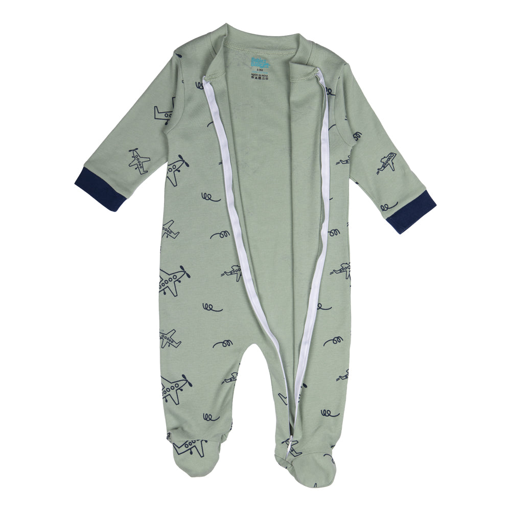 BabiesBasic 100% Cotton Printed Long Sleeves Jumpsuit/Romper/Sleepsuit With Feet Covering For Babies