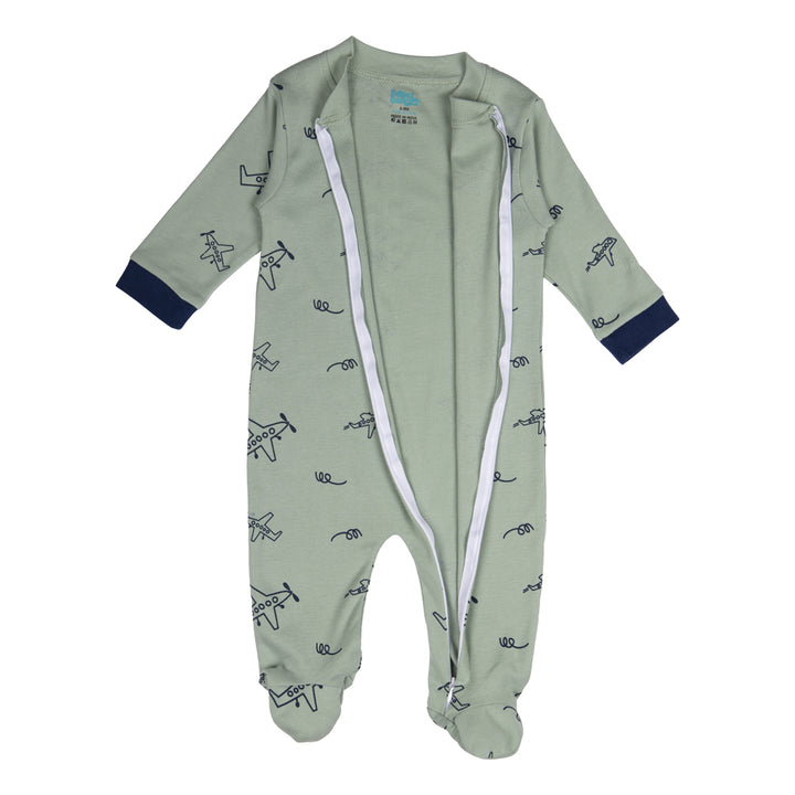 BabiesBasic 100% Cotton Printed Long Sleeves Jumpsuit/Romper/Sleepsuit With Feet Covering For Babies