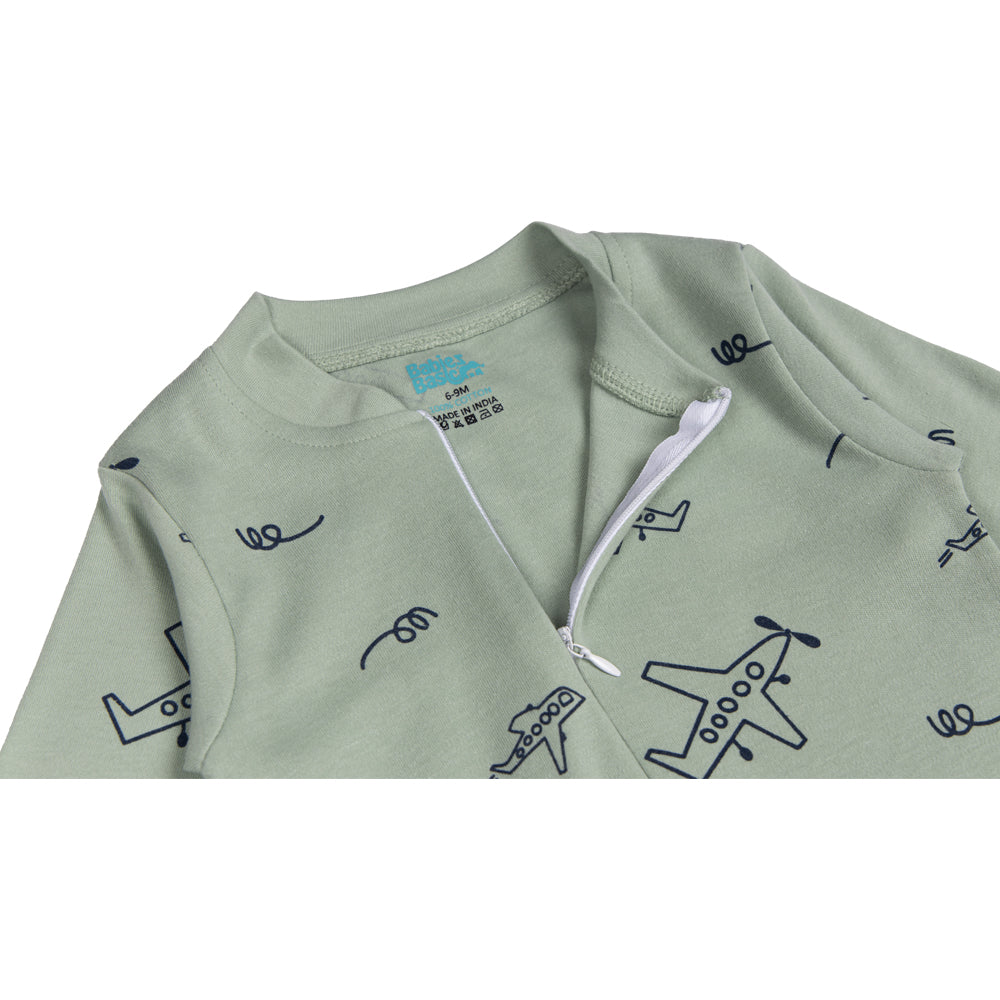 BabiesBasic 100% Cotton Printed Long Sleeves Jumpsuit/Romper/Sleepsuit With Feet Covering For Babies