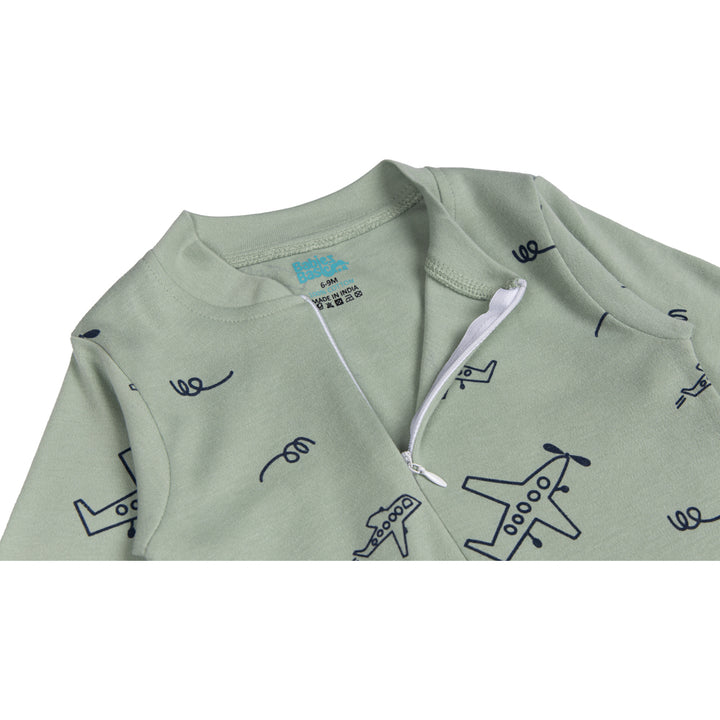 BabiesBasic 100% Cotton Printed Long Sleeves Jumpsuit/Romper/Sleepsuit With Feet Covering For Babies