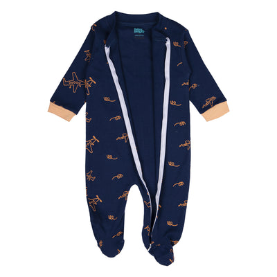 BabiesBasic 100% Cotton Printed Long Sleeves Jumpsuit/Romper/Sleepsuit With Feet Covering For Babies