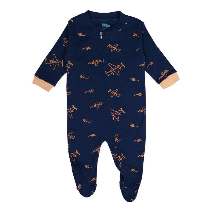BabiesBasic 100% Cotton Printed Long Sleeves Jumpsuit/Romper/Sleepsuit With Feet Covering For Babies