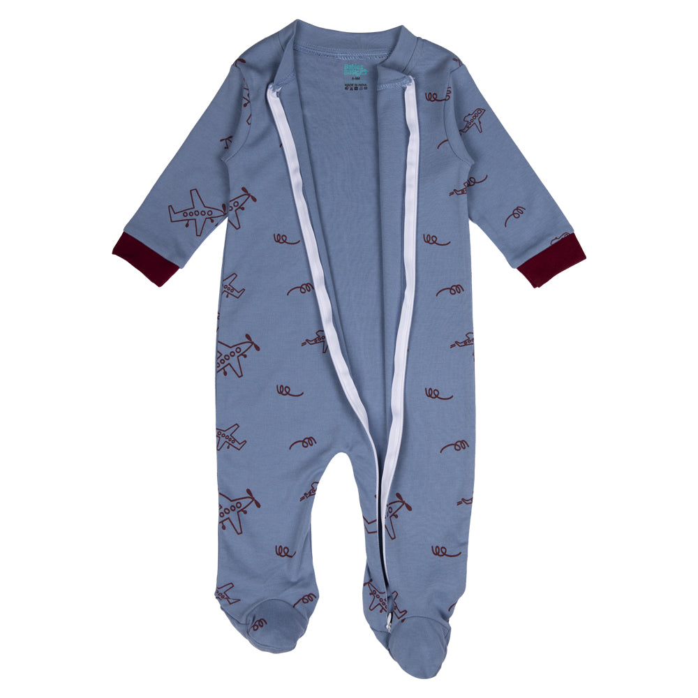 BabiesBasic 100% Cotton Printed Long Sleeves Jumpsuit/Romper/Sleepsuit With Feet Covering For Babies