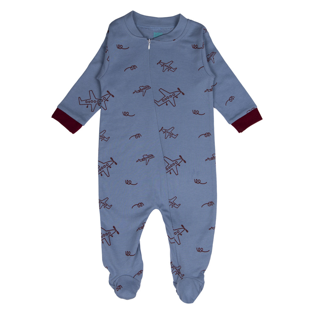 BabiesBasic 100% Cotton Printed Long Sleeves Jumpsuit/Romper/Sleepsuit With Feet Covering For Babies