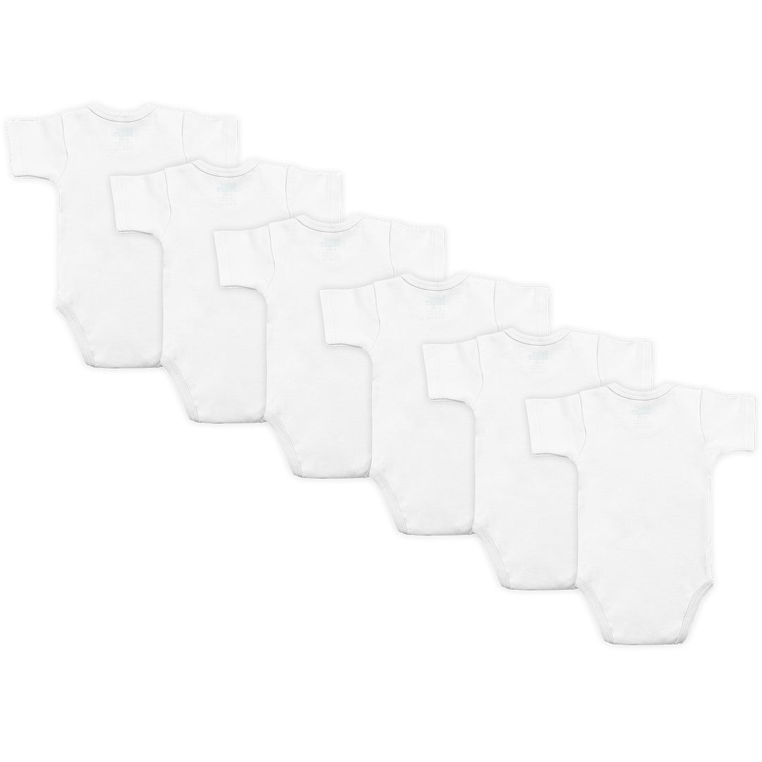 Babies Basic - 6pc-Set - 100% Cotton ShortSleeve Bodysuit ‚ White
