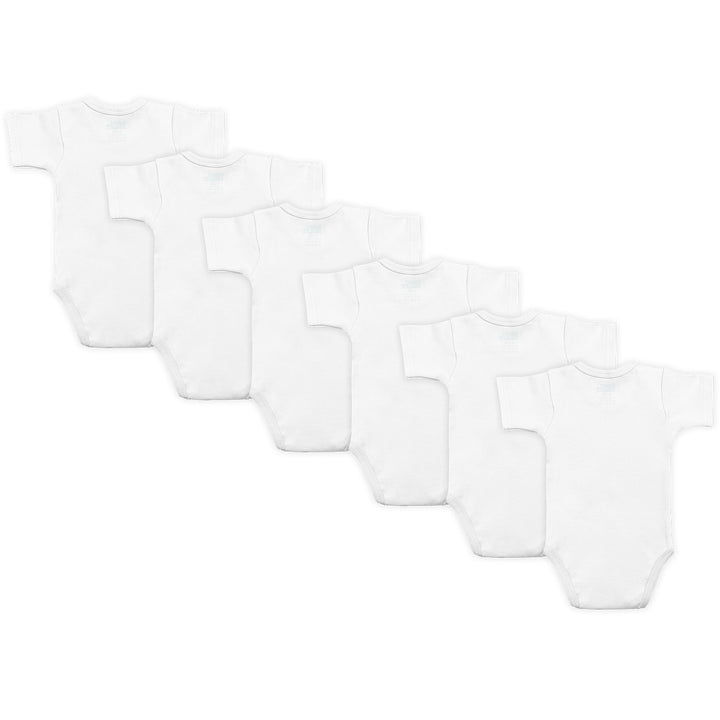 Babies Basic - 6pc-Set - 100% Cotton ShortSleeve Bodysuit ‚ White