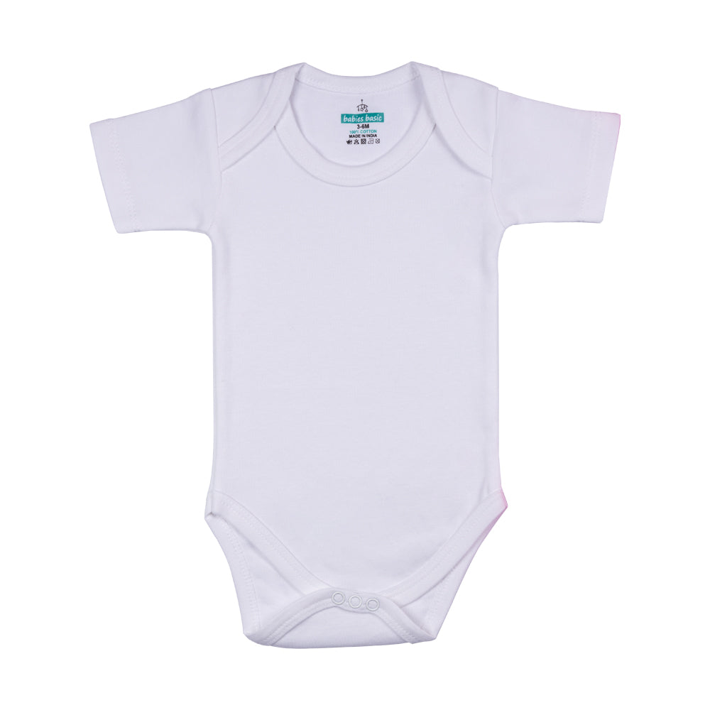 Babies Basic - 6pc-Set - 100% Cotton ShortSleeve Bodysuit ‚ White