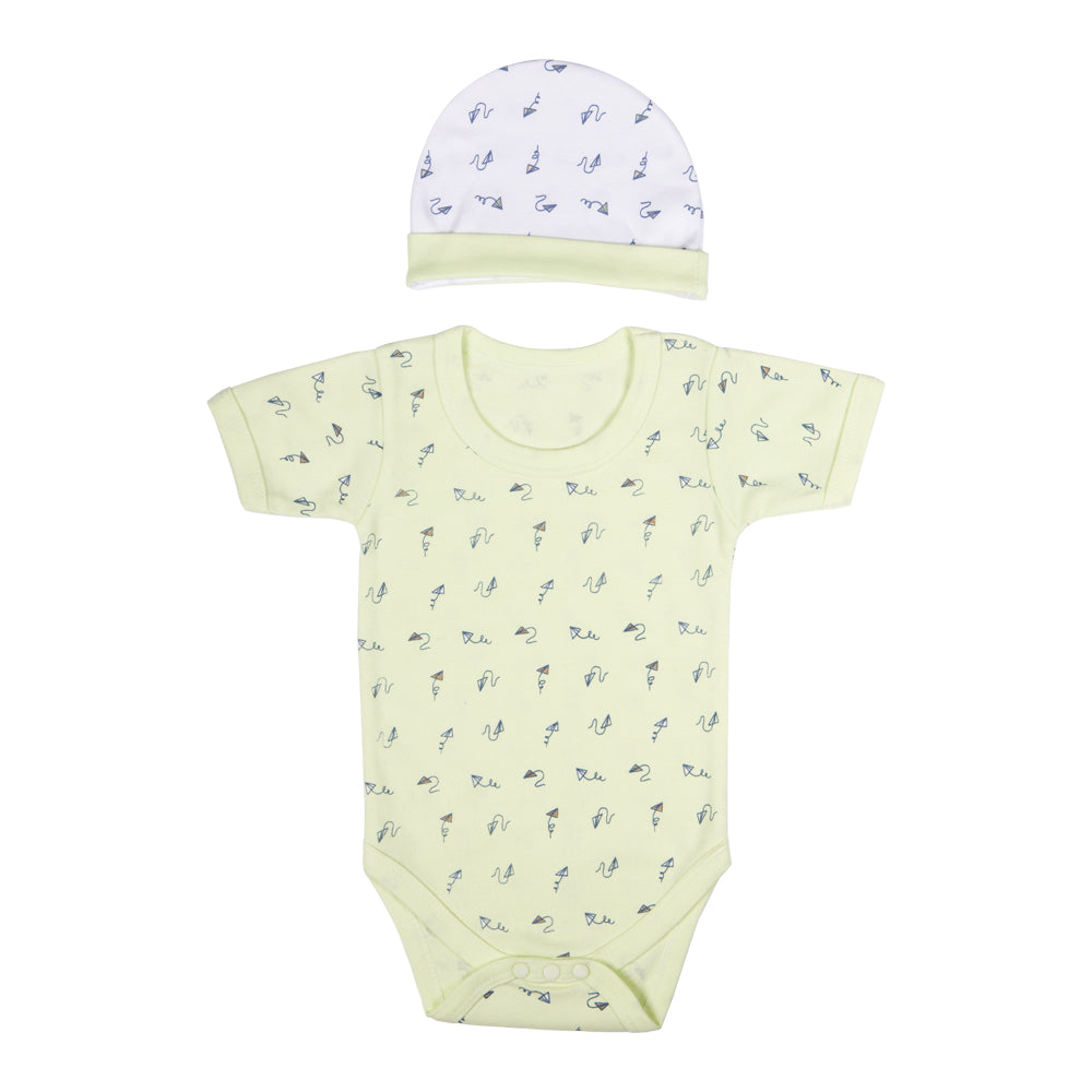 Best Printed Unisex 5 Piece Baby Set in Green | 100% Cotton | Soft & Versatile