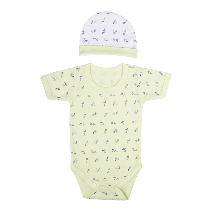 Best Printed Unisex 5 Piece Baby Set in Green | 100% Cotton | Soft & Versatile