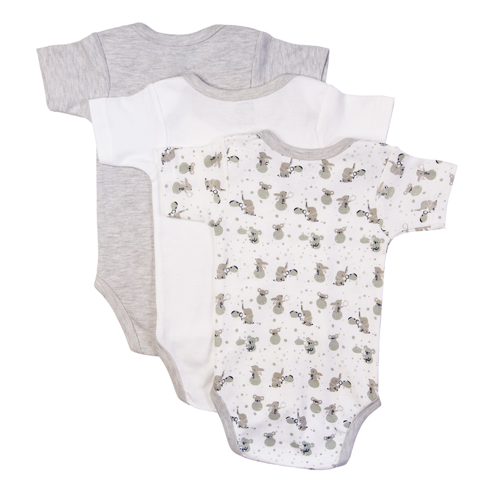 Babies Basic - 3pc-Set - Short Sleeves Printed Romper