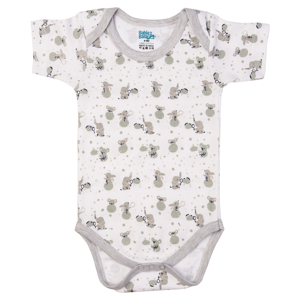 Babies Basic - 3pc-Set - Short Sleeves Printed Romper