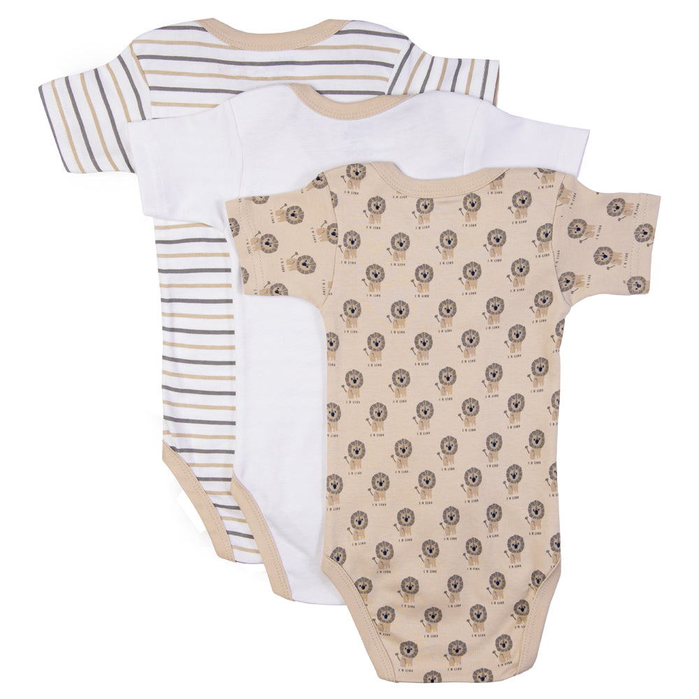 Babies Basic - 3pc-Set - Short Sleeves Printed Romper