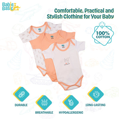 Babies Basic - 3pc-Set - Short Sleeves Printed Romper