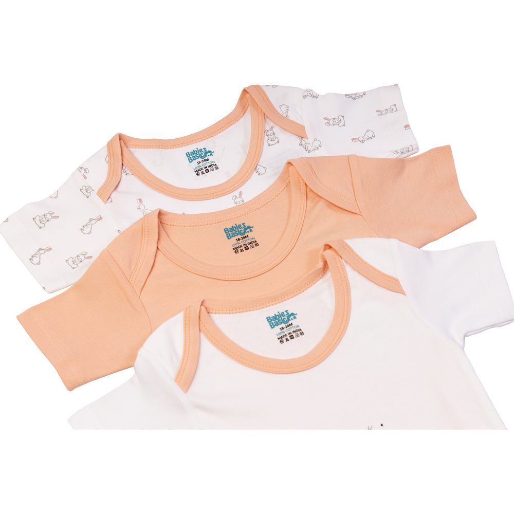 Babies Basic - 3pc-Set - Short Sleeves Printed Romper