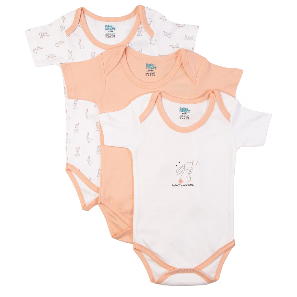 Babies Basic - 3pc-Set - Short Sleeves Printed Romper