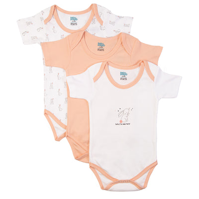 Babies Basic - 3pc-Set - Short Sleeves Printed Romper