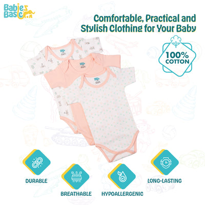 Babies Basic - 3pc-Set - Short Sleeves Printed Romper