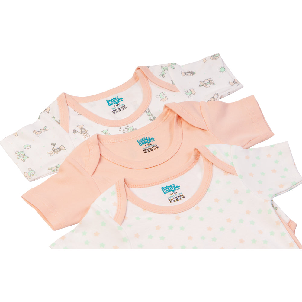 Babies Basic - 3pc-Set - Short Sleeves Printed Romper