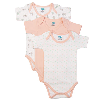 Babies Basic - 3pc-Set - Short Sleeves Printed Romper