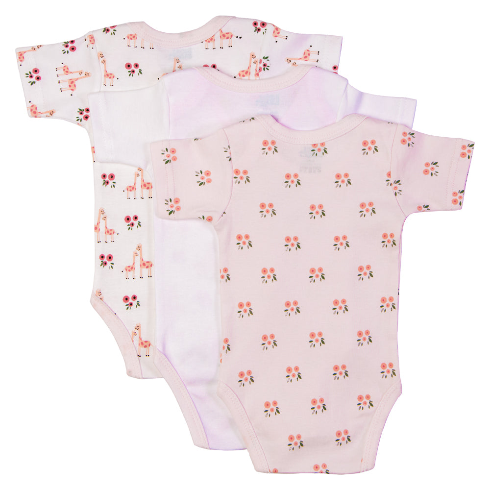 Babies Basic - 3pc-Set - Short Sleeves Printed Romper