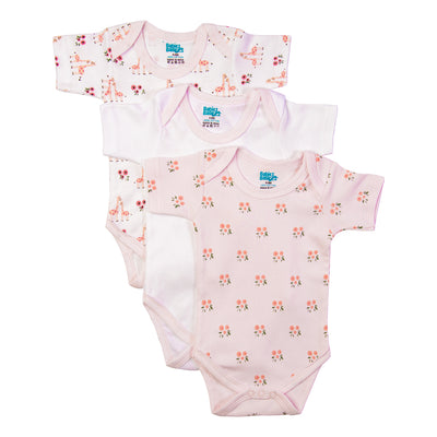 Babies Basic - 3pc-Set - Short Sleeves Printed Romper