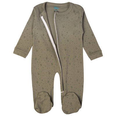 Babies Basic - Printed Cotton Long Sleeves Jumpsuit/Romper - Grey