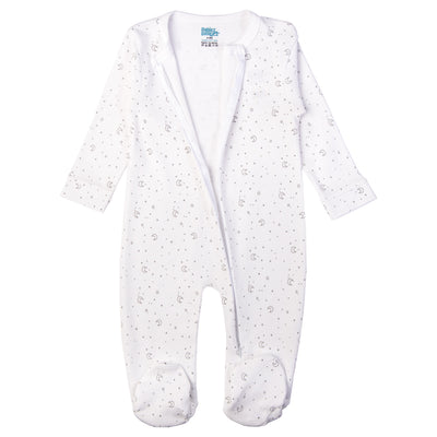 Babies Basic - Printed Cotton Long Sleeves Jumpsuit/Romper - White