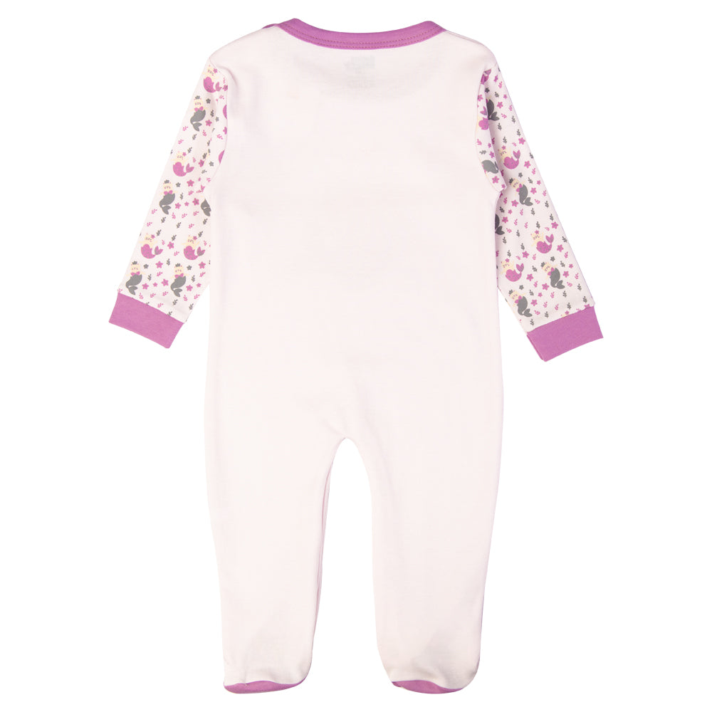 Babies Basic - Printed Cotton Long Sleeves Jumpsuit/Romper - Pink