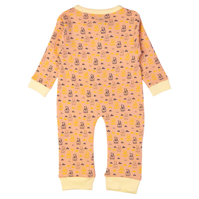 Babies Basic - Printed Cotton Long Sleeves Jumpsuit/Romper - Orange