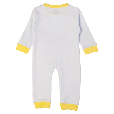 Babies Basic - Printed Cotton Long Sleeves Sleepsuit/Romper - Blue/Yellow