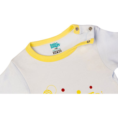 Babies Basic - Printed Cotton Long Sleeves Sleepsuit/Romper - Blue/Yellow