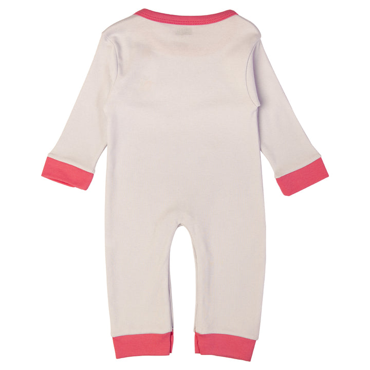 Babies Basic - Printed Cotton Long Sleeves Sleepsuit/Romper - Pink/Cream