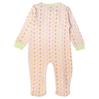 Babies Basic - Printed Cotton Long Sleeves Sleepsuit/Romper - Rose Gold/Pink