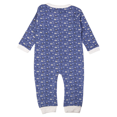 Babies Basic - Printed Cotton Long Sleeves Sleepsuit/Romper -Blue/Cream