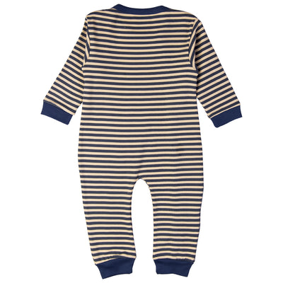 Babies Basic - Printed Cotton Long Sleeves Sleepsuit/Romper -Beige/Blue