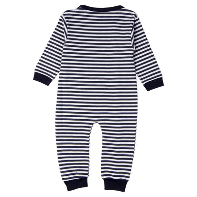 Babies Basic - Printed Cotton Long Sleeves Sleepsuit/Romper -Grey/Blue