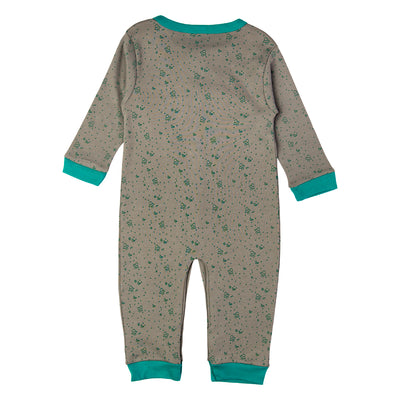 Babies Basic - Printed Cotton Long Sleeves Sleepsuit/Romper -Grey/Green