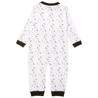 Babies Basic - Printed Cotton Long Sleeves Sleepsuit/Romper -White/Navy