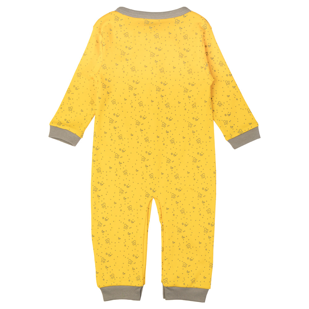 Babies Basic - Printed Cotton Long Sleeves Sleepsuit/Romper -Yellow