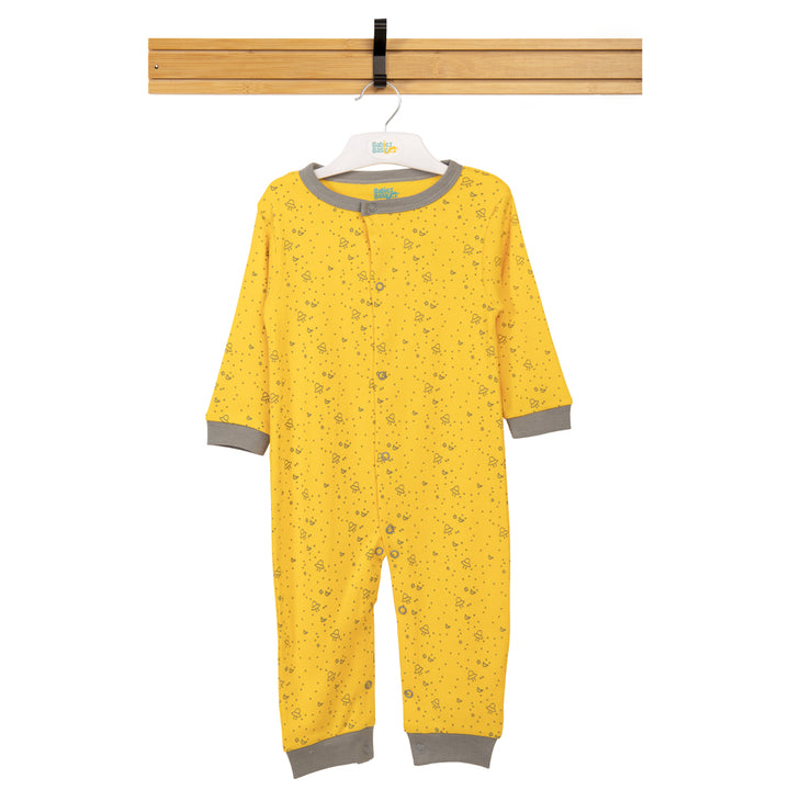 Babies Basic - Printed Cotton Long Sleeves Sleepsuit/Romper -Yellow