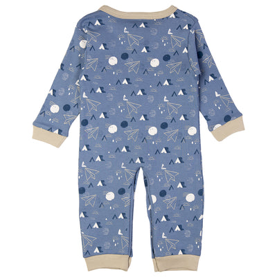 Babies Basic - Printed Cotton Long Sleeves Sleepsuit/Romper -Blue