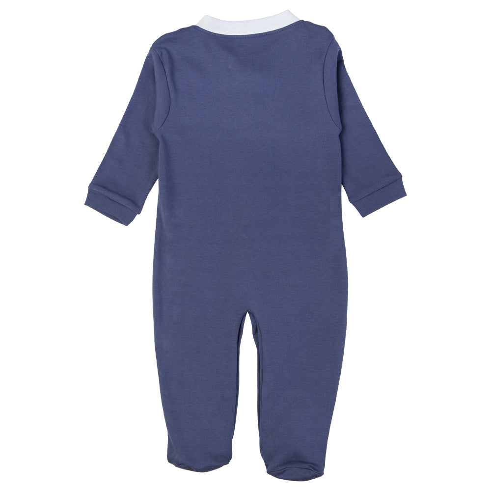 Babies Basic - Printed Cotton Long Sleeves Sleepsuit/Romper -Blue